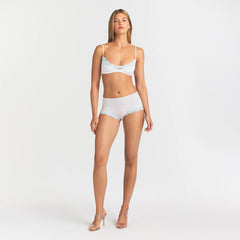 FITS EVERYBODY LACE BOY SHORT | SLATE PIN DOT PRINT ON A MODEL FRONT VIEW @ | FOCUS: 0.0, 1.0, 0.9