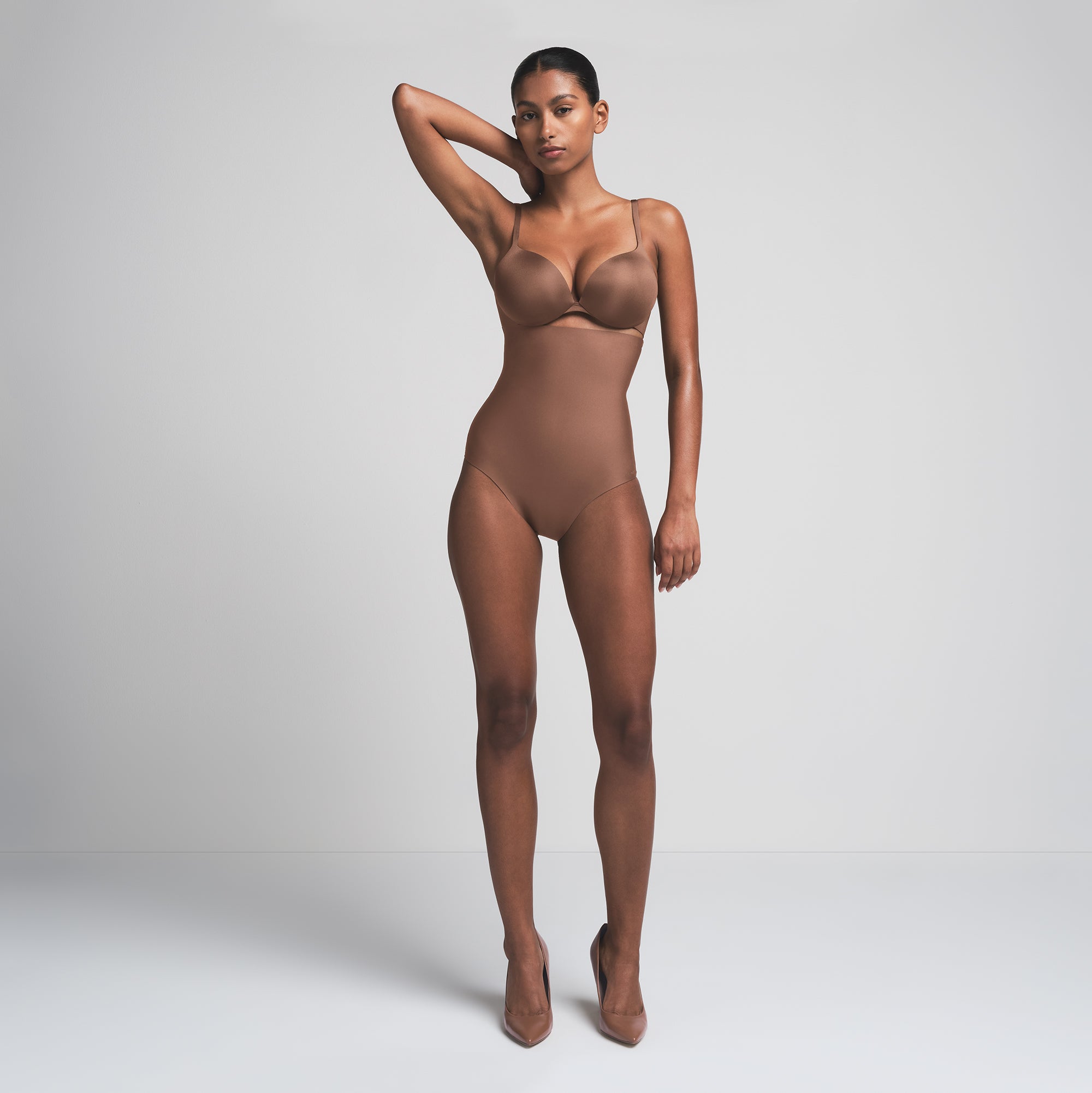 SKIMS BODY CORE SCULPT HIGH-WAISTED BRIEF | JASPER  ON A MODEL FRONT VIEW