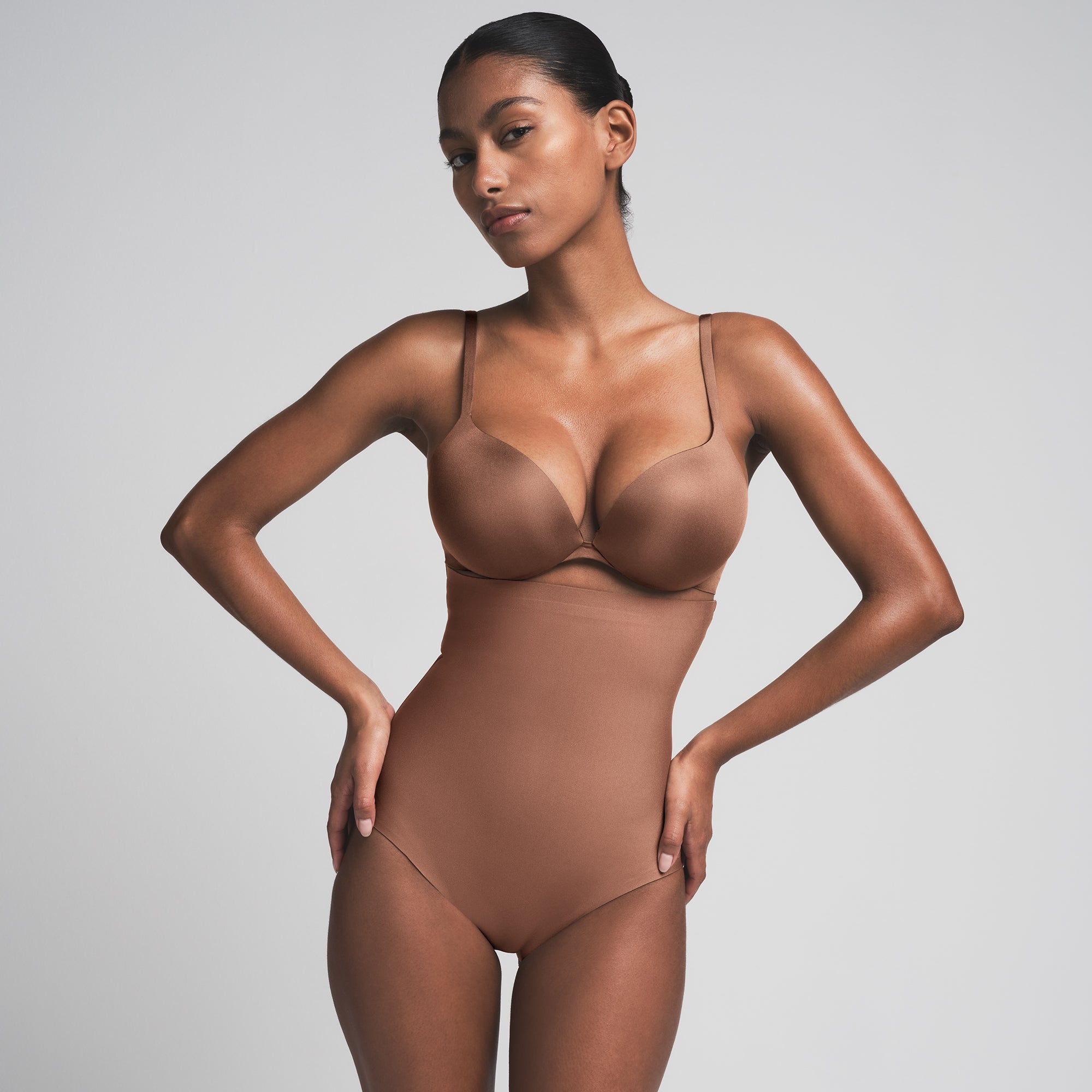 SKIMS BODY CORE SCULPT HIGH-WAISTED BRIEF | JASPER  ON A MODEL FRONT VIEW