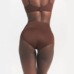 SMOOTHING INTIMATES HIGH-WAISTED BRIEF | COCOA ON A MODEL BACK VIEW @ | FOCUS: 0.0, 1.0, 0.9