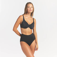 SMOOTHING INTIMATES HIGH-WAISTED BRIEF | ONYX ON A MODEL FRONT VIEW @ | FOCUS: 0.0, 1.0, 0.9
