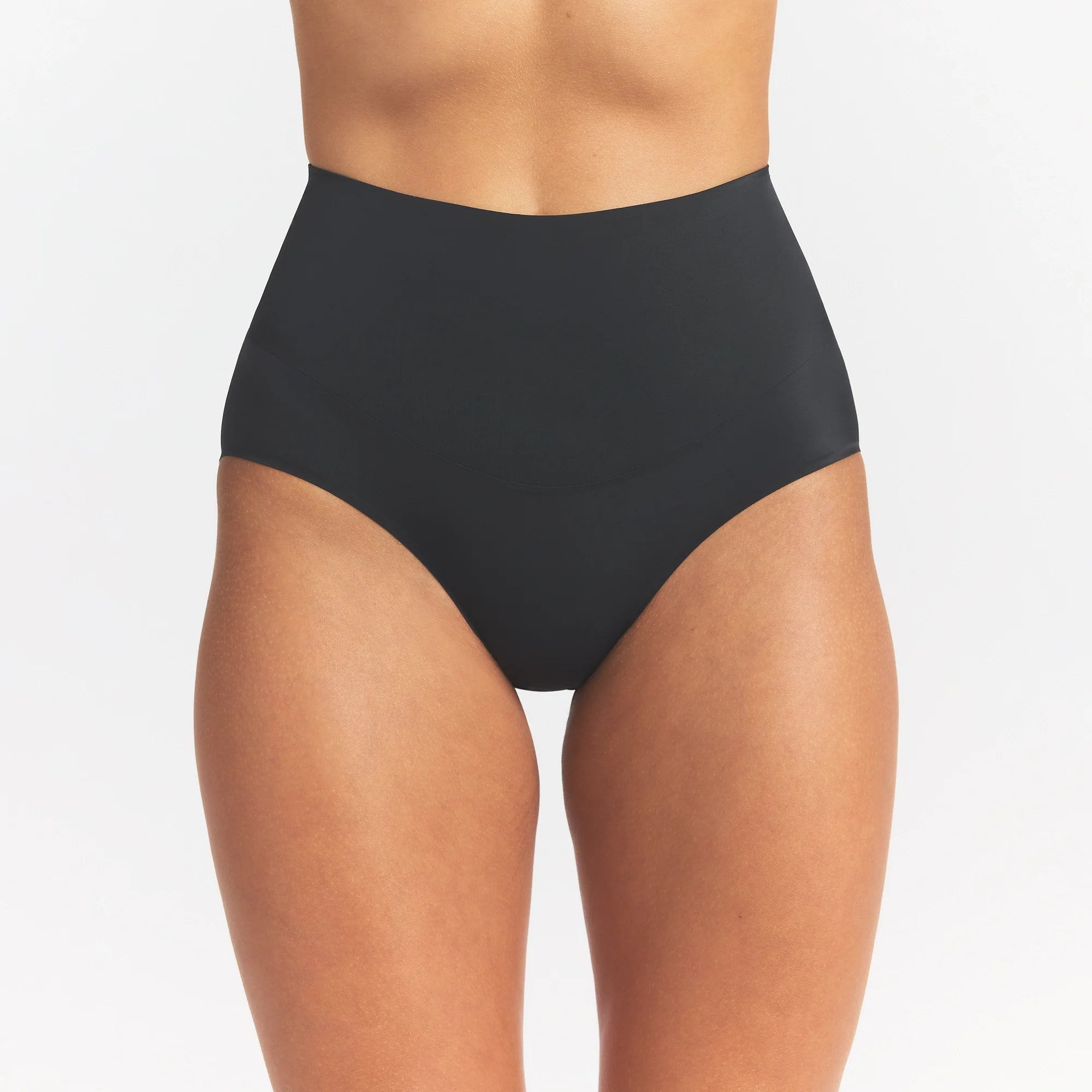 SMOOTHING INTIMATES HIGH-WAISTED BRIEF | ONYX ON A MODEL BACK VIEW @ | FOCUS: 0.0, 1.0, 0.9