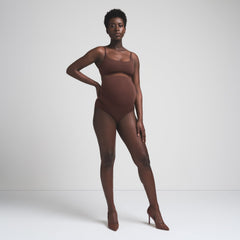FITS EVERYBODY MATERNITY BANDED HIGH-WAISTED BRIEF | COCOA ON A MODEL FRONT VIEW | FOCUS: 0.0, 1.0, 0.9