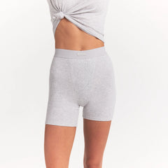 COTTON RIB BOXER | LIGHT HEATHER GREY ON A MODEL FRONT VIEW @ | FOCUS: 0.0, 1.0, 0.9