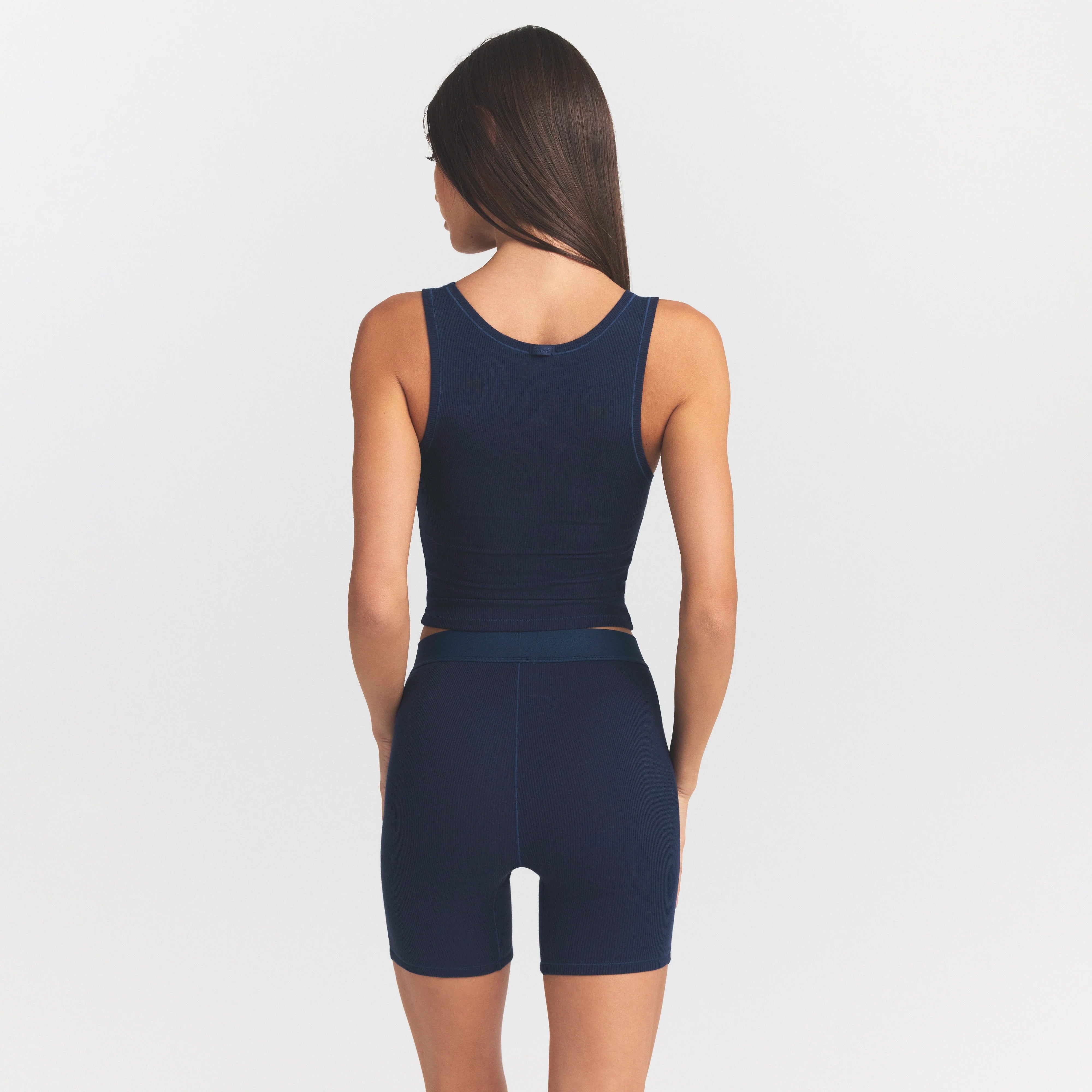 COTTON RIB BOXER | NAVY ON A MODEL SIDE VIEW @ | FOCUS: 0.0, 1.0, 0.9