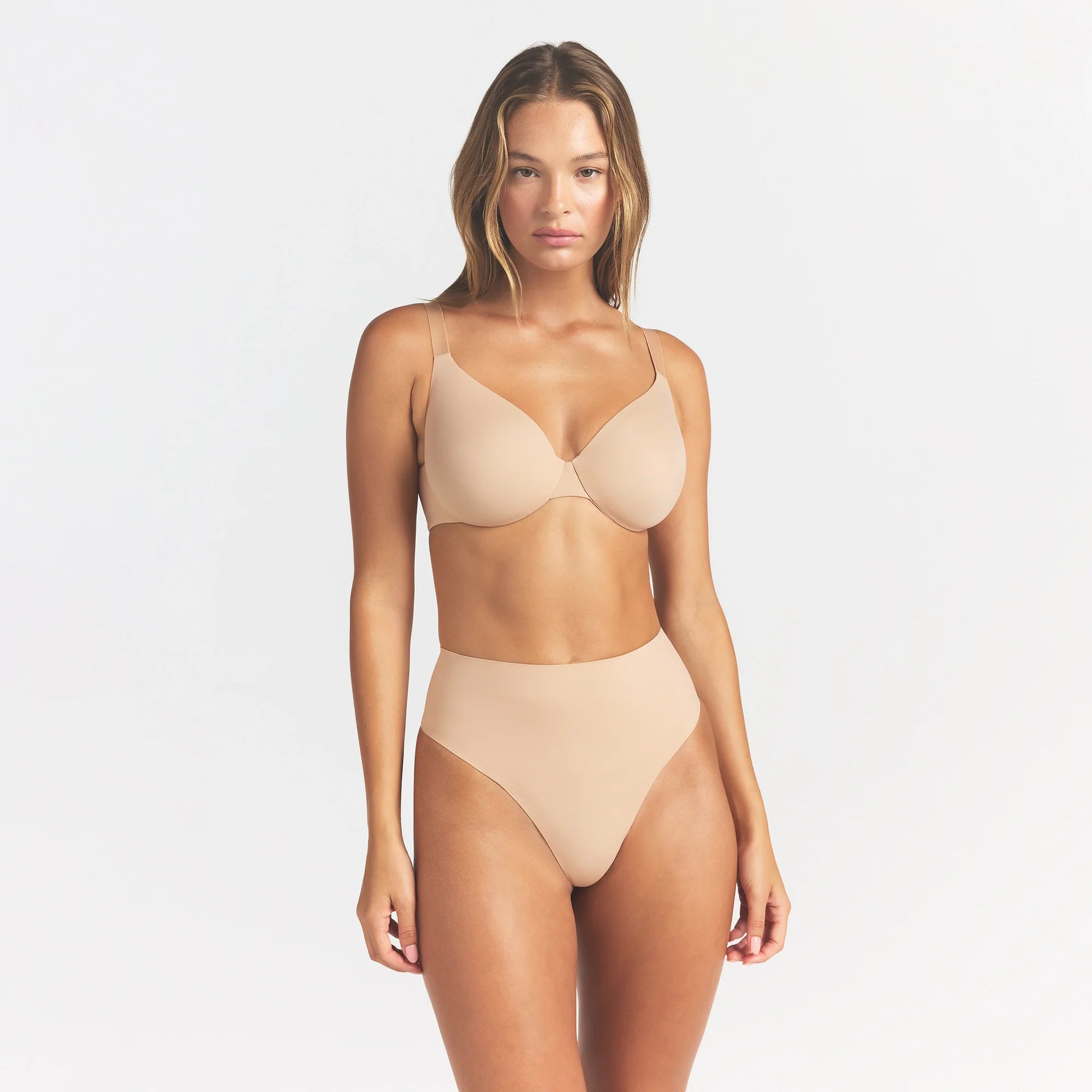 SMOOTHING INTIMATES HIGH-WAISTED THONG | CLAY ON A MODEL FRONT VIEW @ | FOCUS: 0.0, 1.0, 0.9