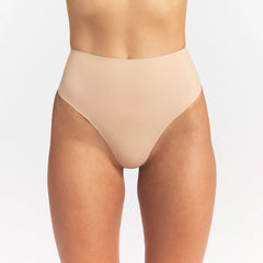 SMOOTHING INTIMATES HIGH-WAISTED THONG | CLAY ON A MODEL BACK VIEW @ | FOCUS: 0.0, 1.0, 0.9
