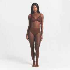 SMOOTHING INTIMATES HIGH-WAISTED THONG | COCOA ON A MODEL FRONT VIEW @ | FOCUS: 0.0, 1.0, 0.9