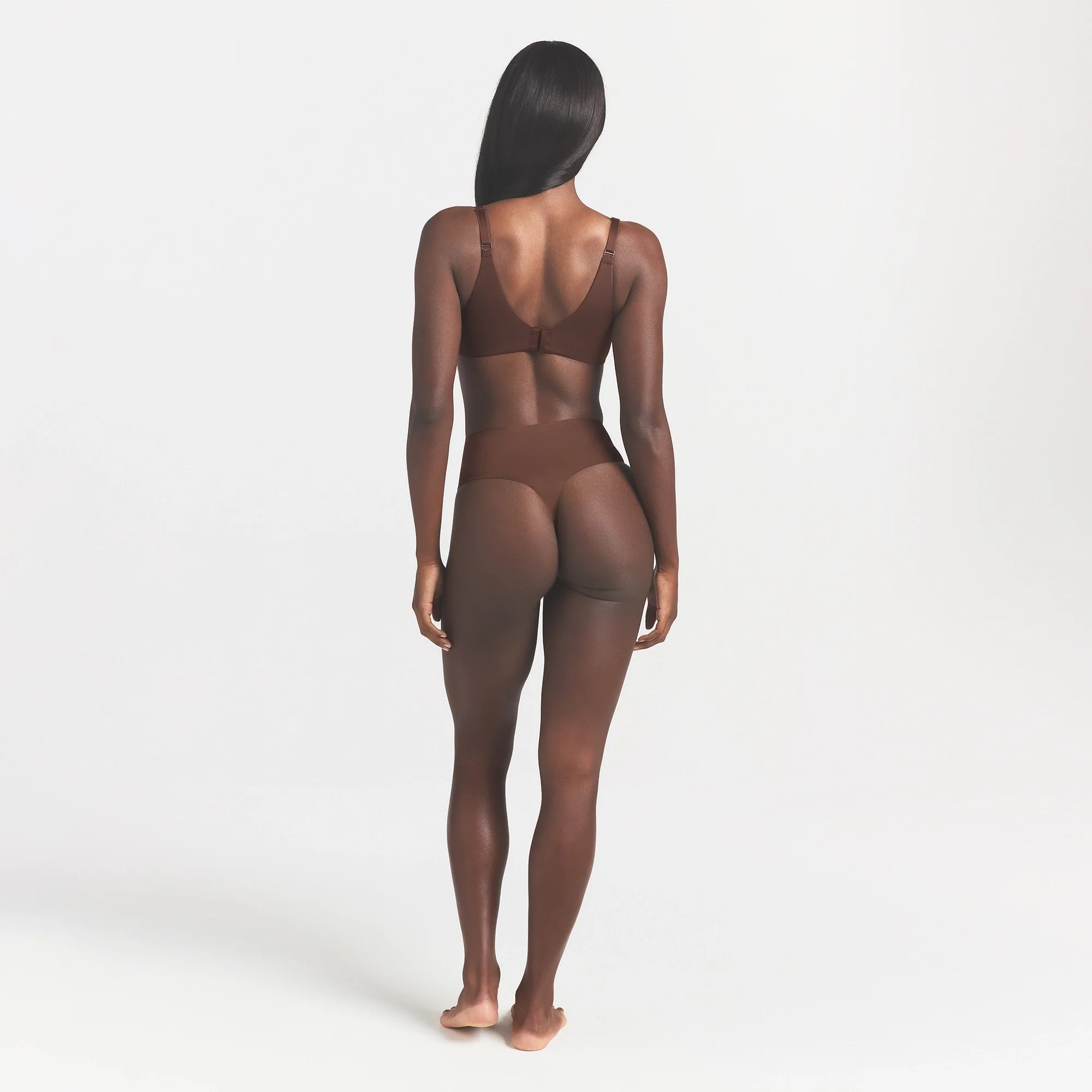 SMOOTHING INTIMATES HIGH-WAISTED THONG | COCOA ON A MODEL BACK VIEW @ | FOCUS: 0.0, 1.0, 0.9