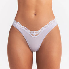FITS EVERYBODY LACE DIPPED THONG 5-PACK | NEUTRAL DOT MULTI ON A MODEL SIDE VIEW @ | FOCUS: 0.0, 1.0, 0.9