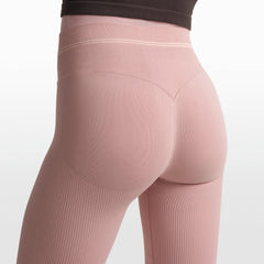 NikeSKIMS RIBBED SEAMLESS 26" LEGGING | HIMALAYAN/ECRU ON A MODEL FRONT VIEW @ | FOCUS: 0.0, 1.0, 0.9