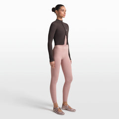 NikeSKIMS RIBBED SEAMLESS 26" LEGGING | HIMALAYAN/ECRU ON A MODEL FRONT VIEW @ | FOCUS: 0.0, 1.0, 0.9