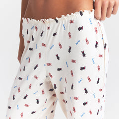 LOGO POINTELLE STRAIGHT LEG PANT | MARBLE TOSSED BUNNY ON A MODEL FRONT VIEW
