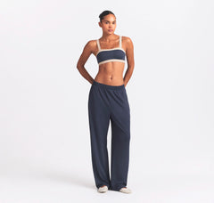 NikeSKIMS AIRY WIDE LEG PANT | DEEP ROYAL ON A MODEL FRONT VIEW @ | FOCUS: 0.0, 1.0, 0.9