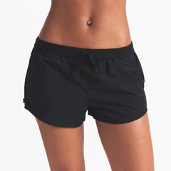 NikeSKIMS WOVEN NYLON 2.5" RUNNER SHORT | OBSIDIAN ON A MODEL FRONT VIEW @ | FOCUS: 0.0, 1.0, 0.9