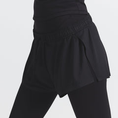 NikeSKIMS AIRY MINI SHORT | OBSIDIAN ON A MODEL FRONT VIEW @ | FOCUS: 0.9, 0.1, 0.7