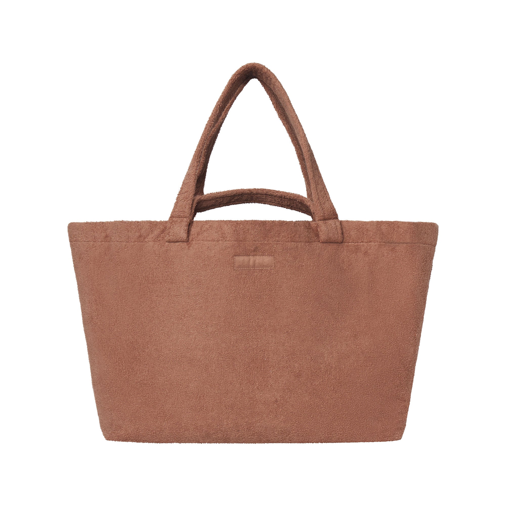 TERRY JUMBO TOTE | SIENNA ON A MODEL FRONT VIEW @ | FOCUS: 0.0, 1.0, 0.9