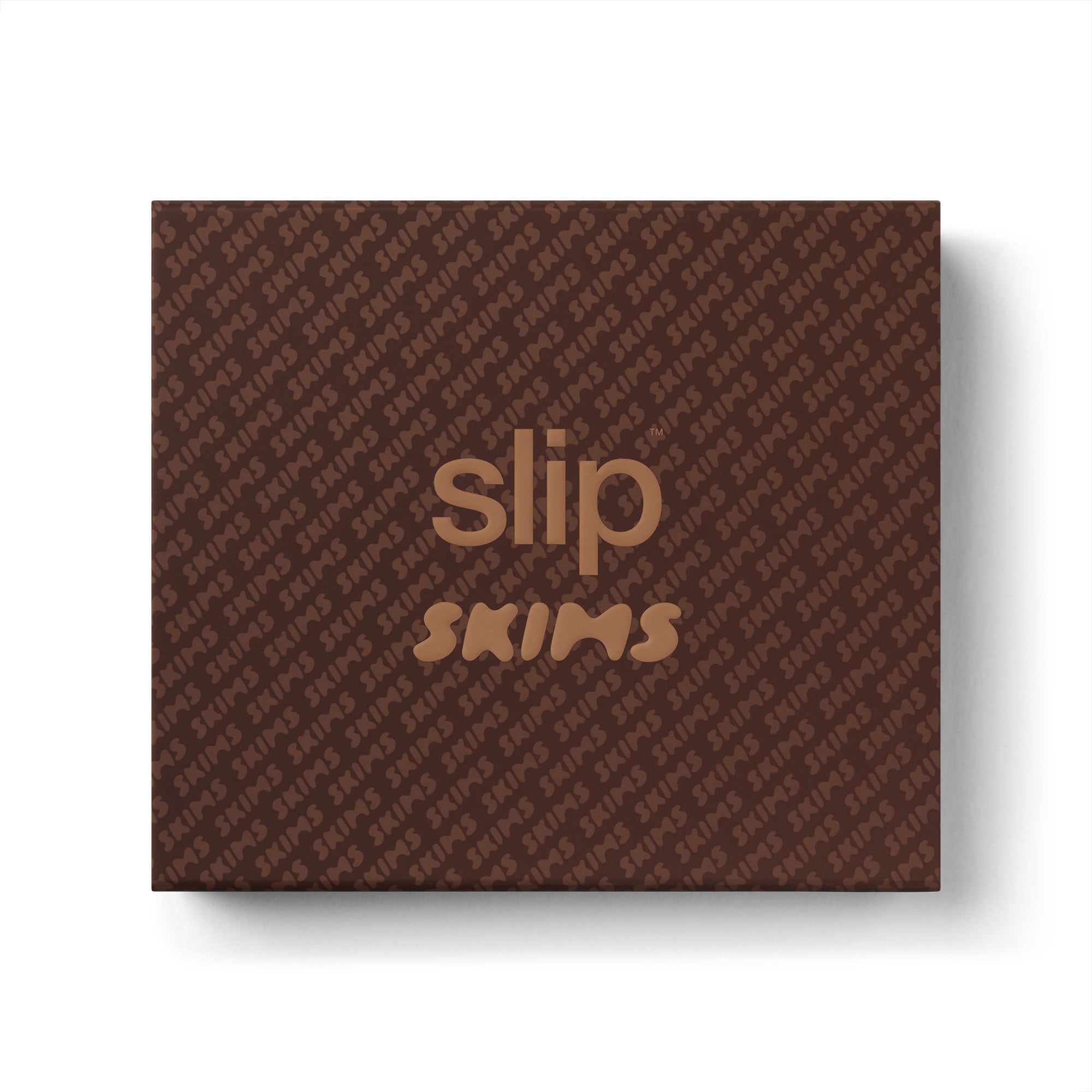 SLIP X SKIMS PURE SILK SIGNATURE GIFT SET | COCOA FLAT ON A WHITE BACKGROUND | FLT