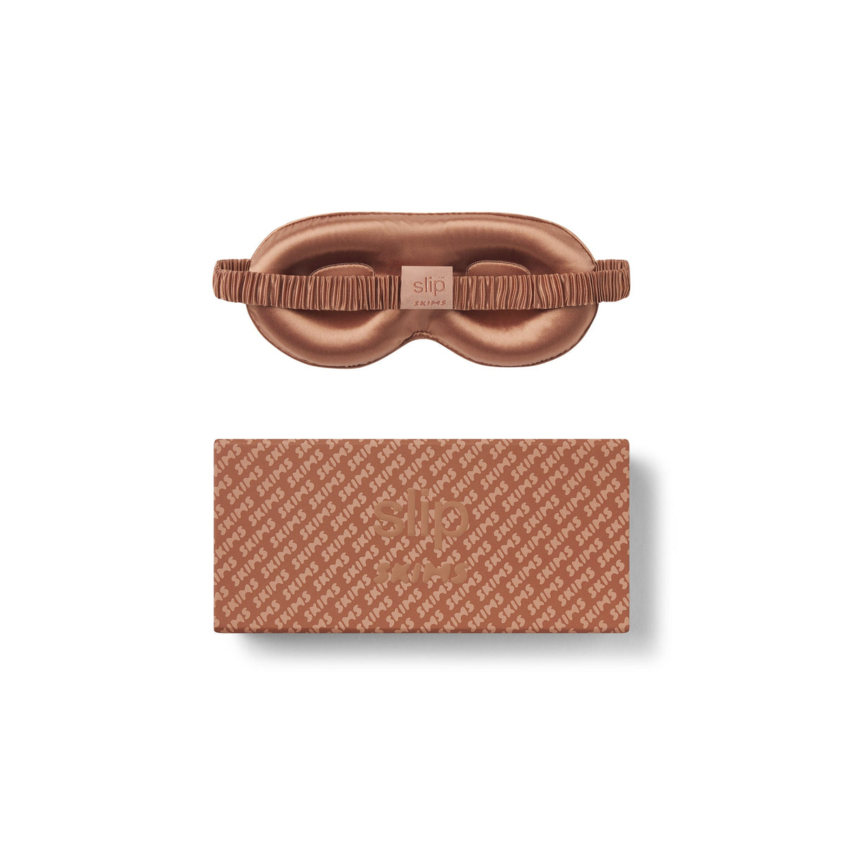 SLIP X SKIMS PURE SILK CONTOUR SLEEP MASK | SIENNA FLAT ON A WHITE BACKGROUND | FLT