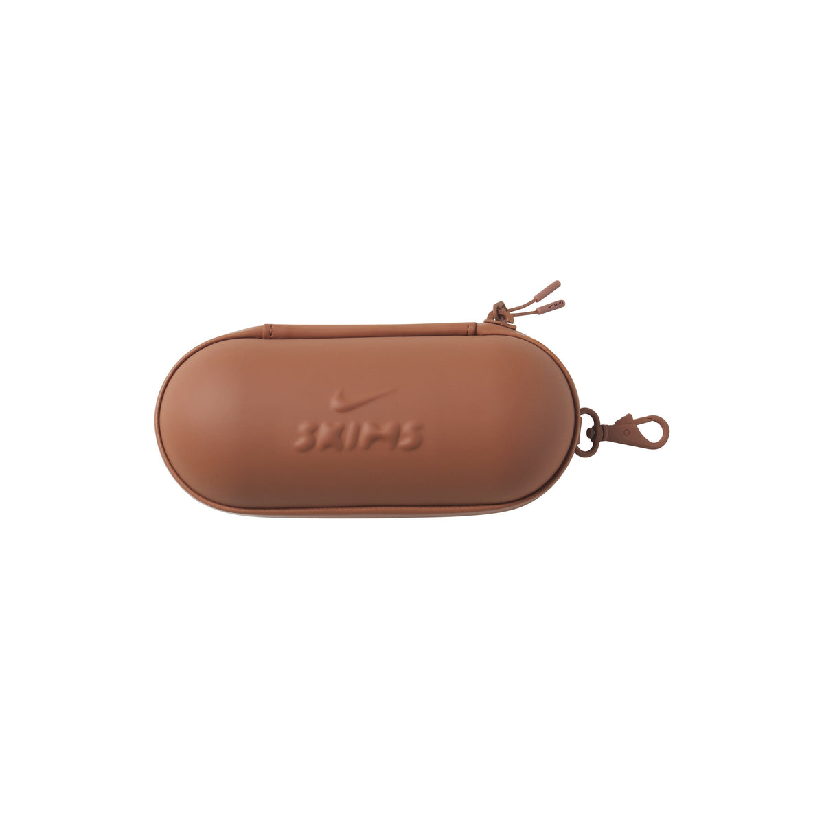 NikeSKIMS ACCESSORIES HARDSHELL GLASSES CASE | CAROB BROWN & LAYS FLAT ON A WHITE BACKGROUND | FLT