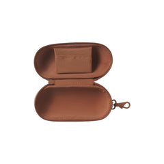 NikeSKIMS ACCESSORIES HARDSHELL GLASSES CASE | CAROB BROWN & LAYS FLAT ON A WHITE BACKGROUND | FLT