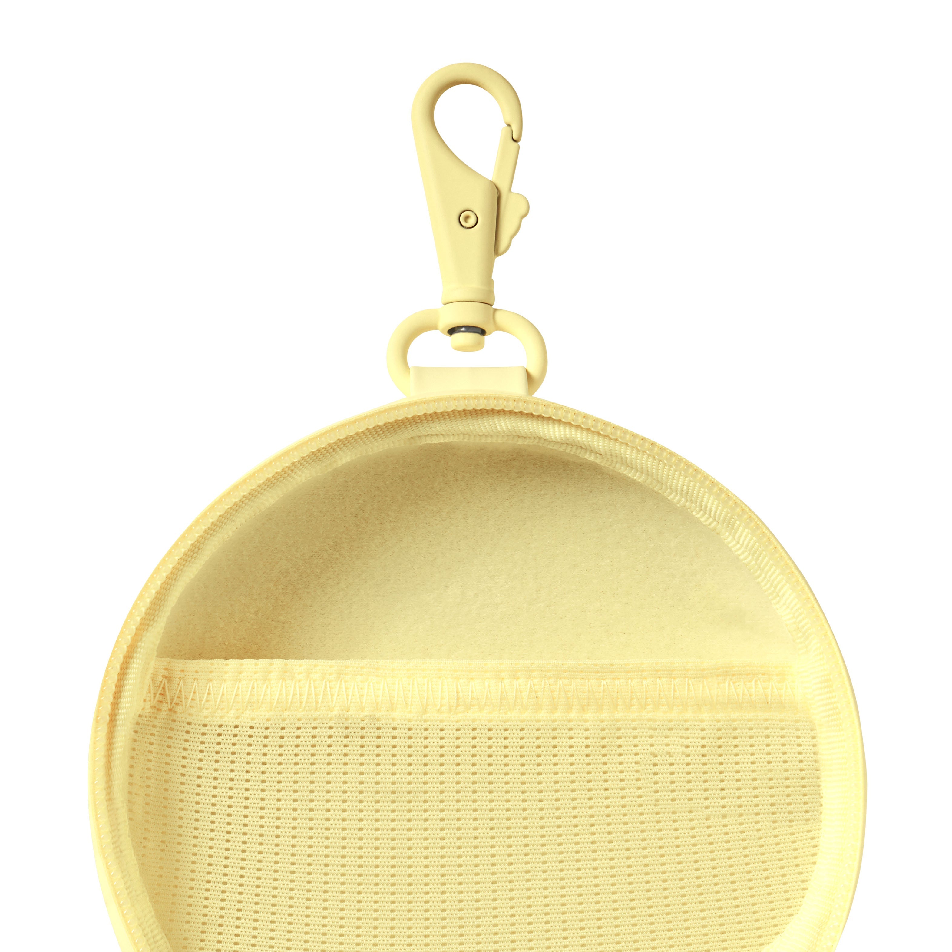NikeSKIMS ACCESSORIES HARDSHELL ROUND CASE | BICYCLE YELLOW & LAYS FLAT ON A WHITE BACKGROUND | FLT