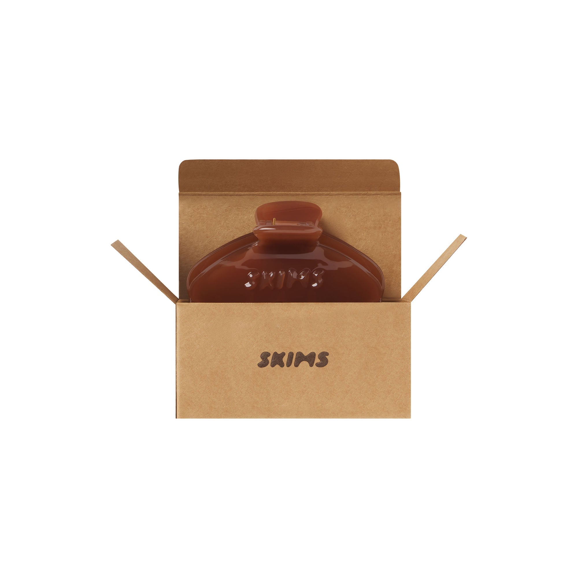 GETTING READY ACCESSORIES EMBOSSED LOGO MINI CLAW CLIP | ALMOND ADDITIONAL FABRIC DETAILS