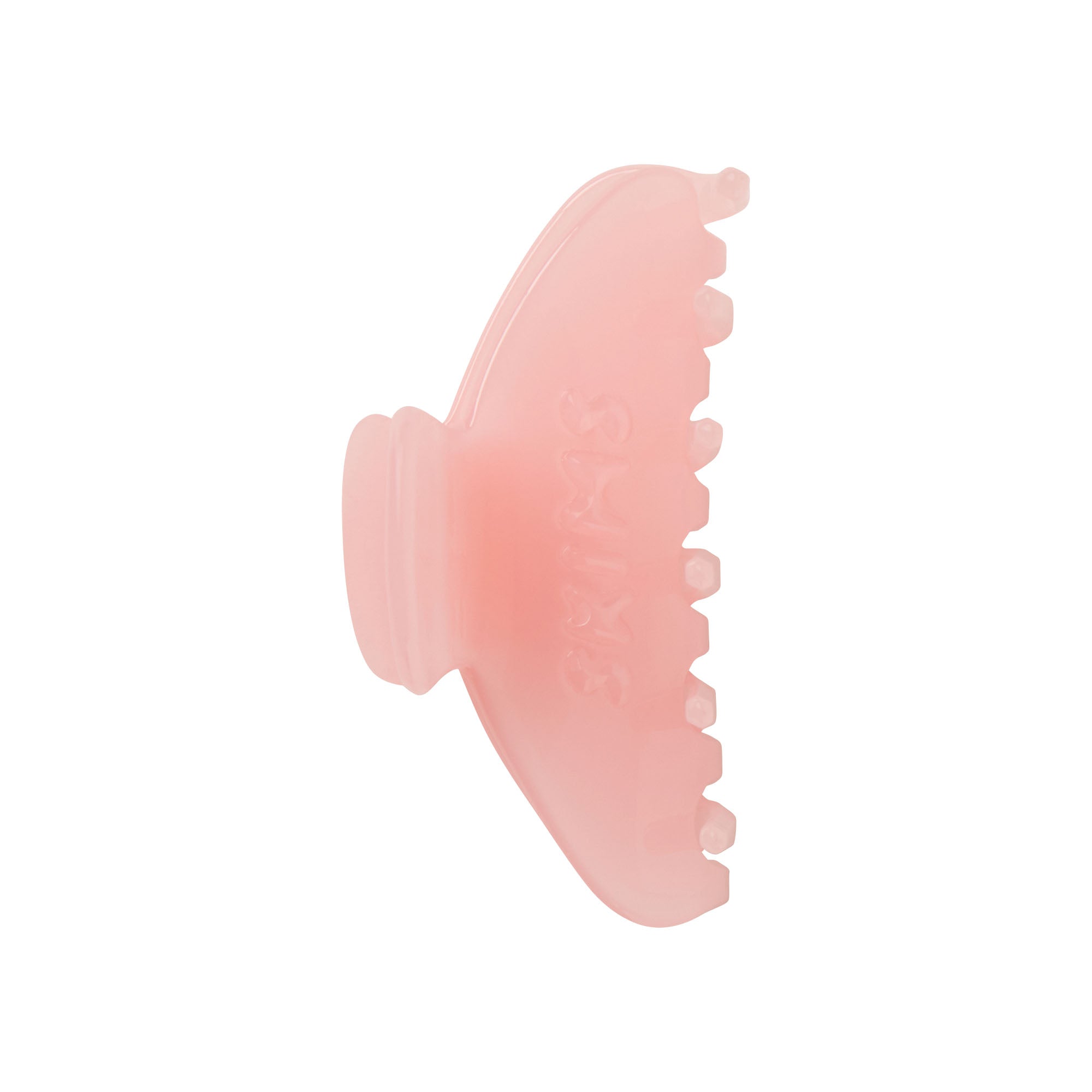 GETTING READY ACCESSORIES EMBOSSED LOGO MINI CLAW CLIP | PEONY FLAT ON A WHITE BACKGROUND