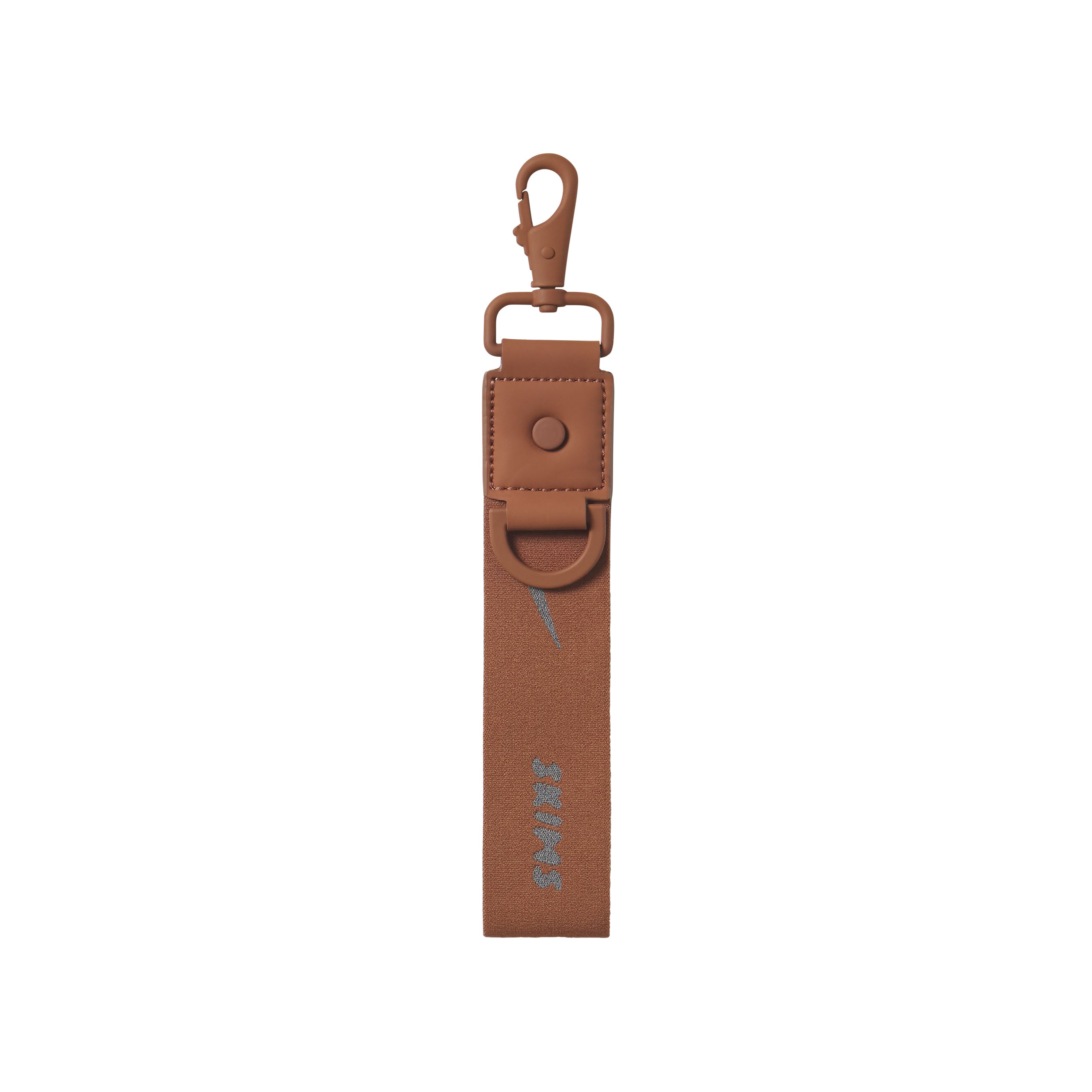 NikeSKIMS ACCESSORIES KEYCHAIN WRISTLET | CAROB BROWN & LAYS FLAT ON A WHITE BACKGROUND | FLT