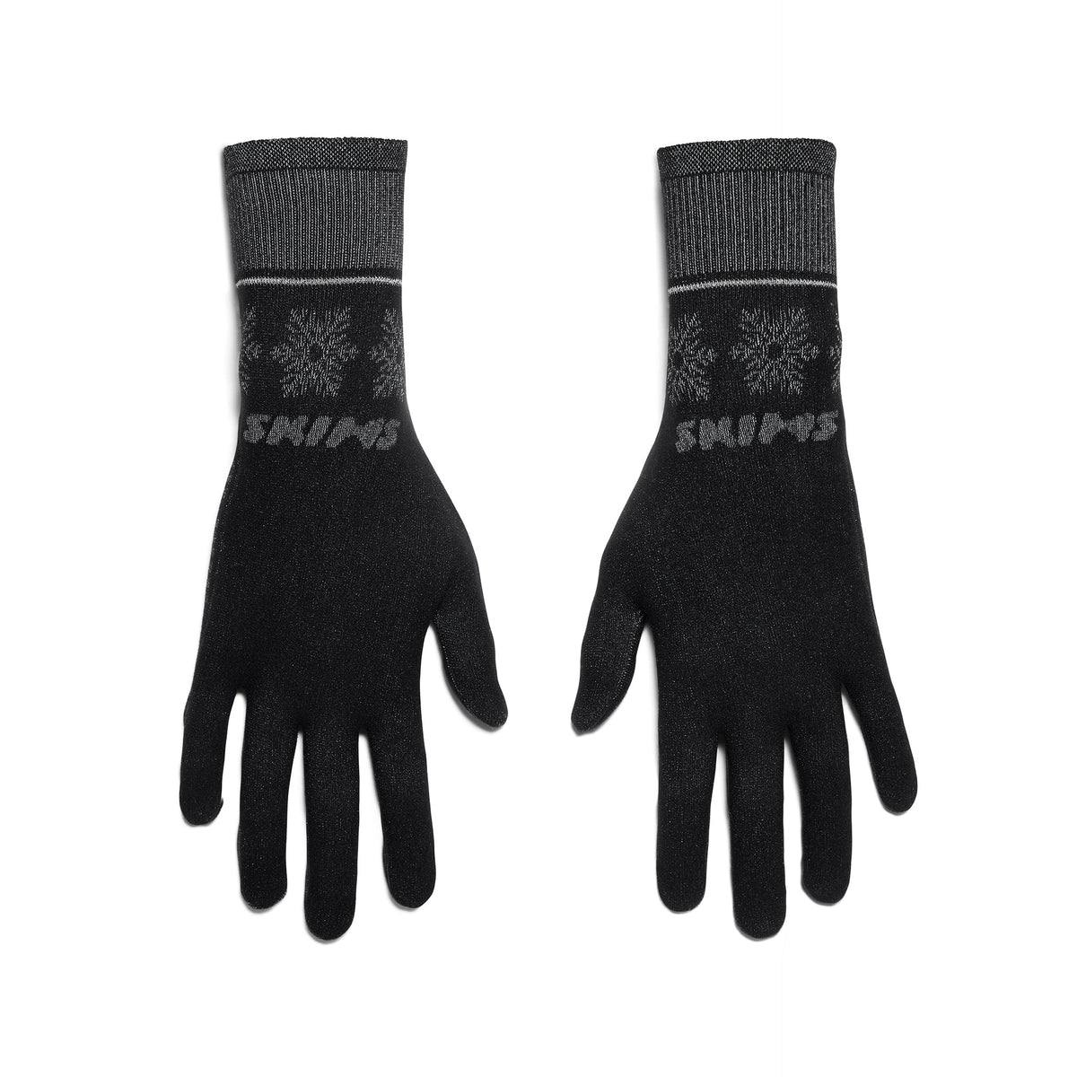 SKIMS FIRST LAYERS GLOVES | OBSIDIAN WINTER FAIR ISLE FLAT ON A WHITE BACKGROUND | FLT