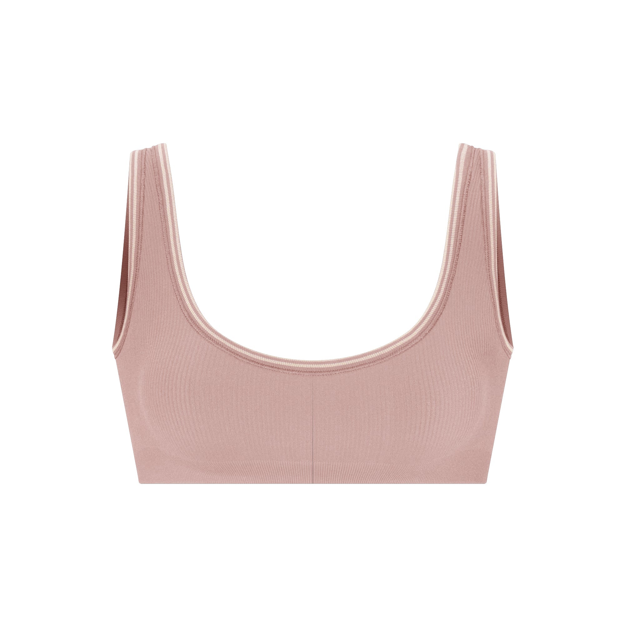 NikeSKIMS RIBBED SEAMLESS MICRO SCOOP BRA | HIMALAYAN/ECRU FLAT ON A WHITE BACKGROUND | FLT