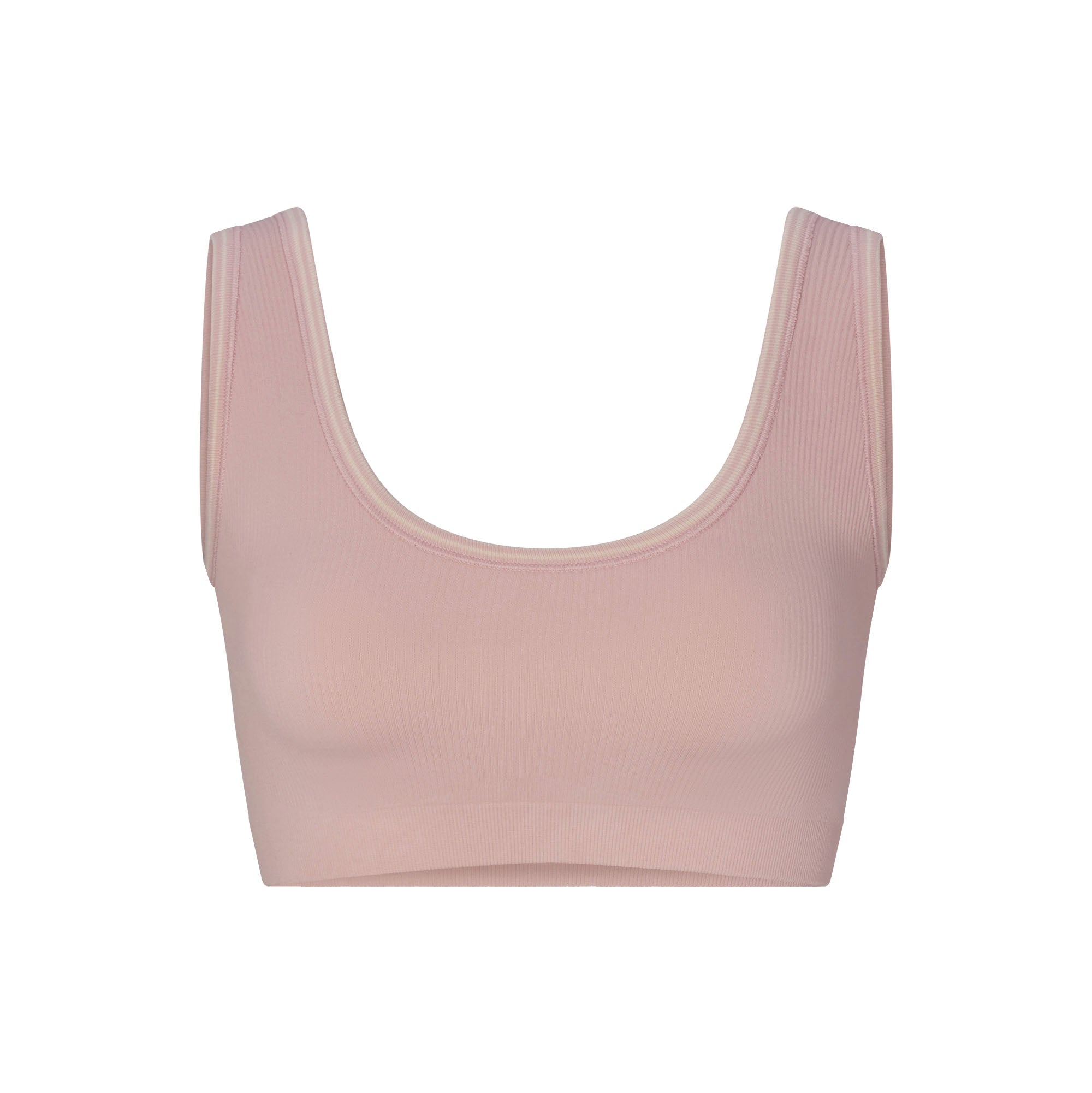 NikeSKIMS RIBBED SEAMLESS SCOOP BRA | HIMALAYAN/ECRU FLAT ON A WHITE BACKGROUND | FLT