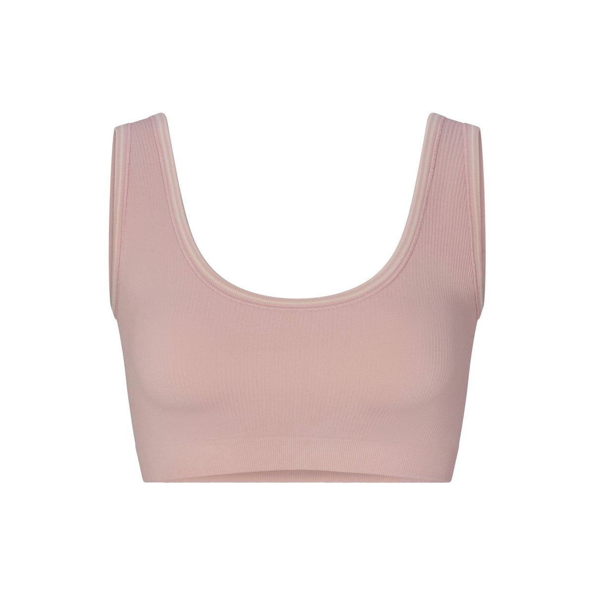 NikeSKIMS RIBBED SEAMLESS SCOOP BRA | HIMALAYAN/ECRU FLAT ON A WHITE BACKGROUND | FLT