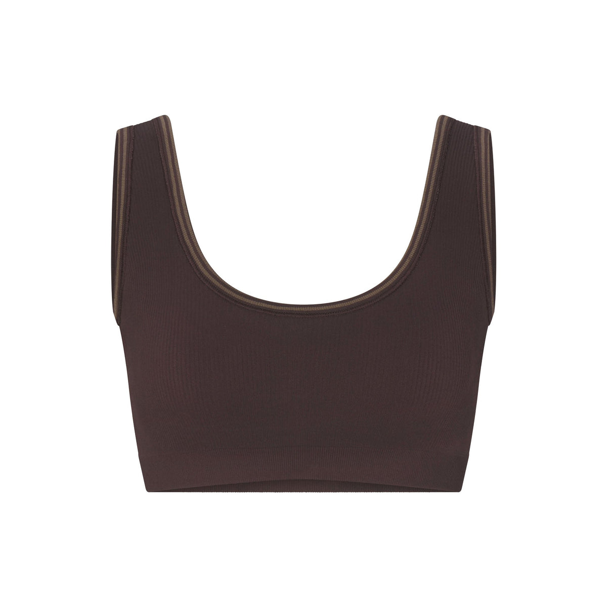 NikeSKIMS RIBBED SEAMLESS SCOOP BRA | PHOENIX/TRUFFLE FLAT ON A WHITE BACKGROUND | FLT
