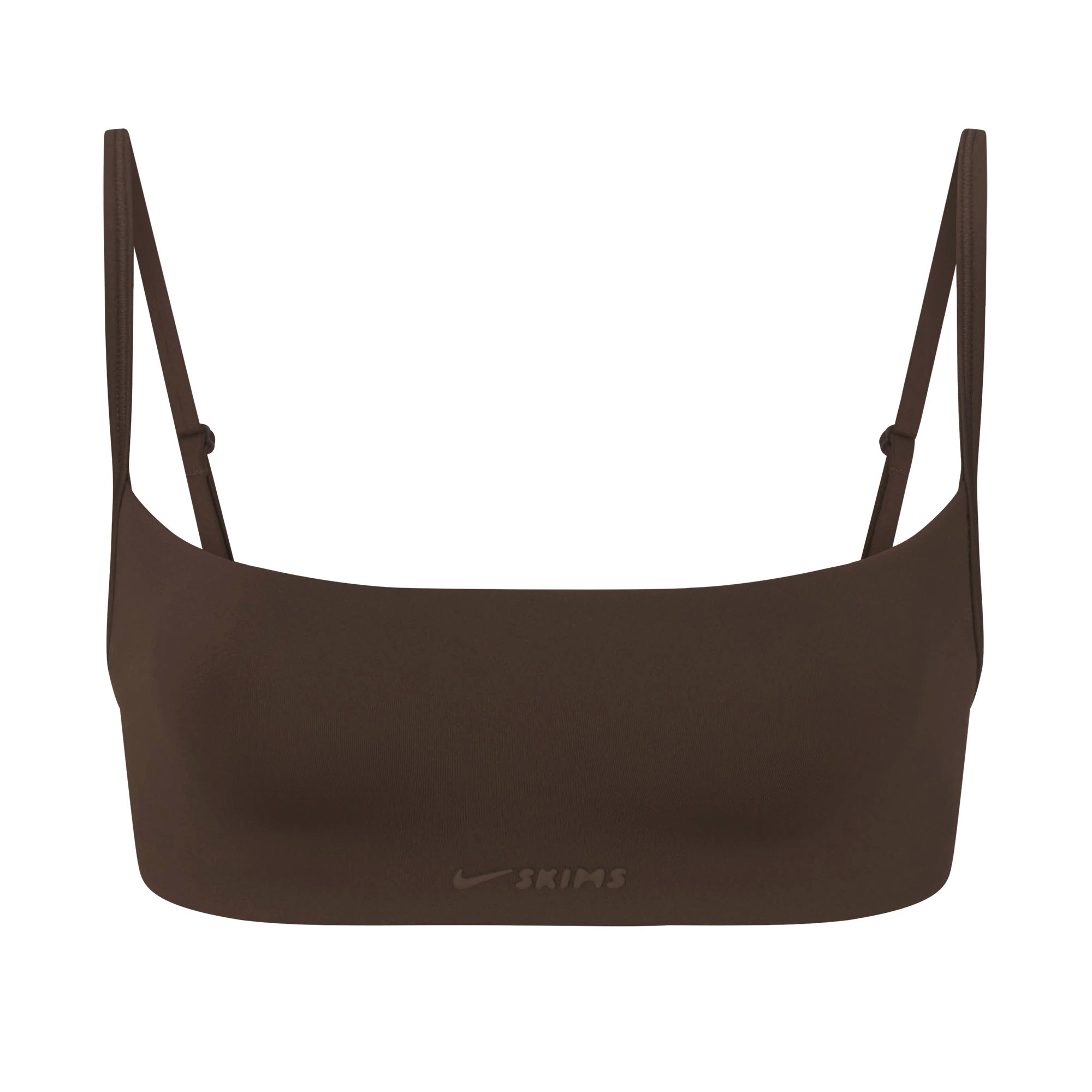 NikeSKIMS MATTE MICRO BRA | DARK SEPIA FLAT ON A WHITE BACKGROUND | FLT