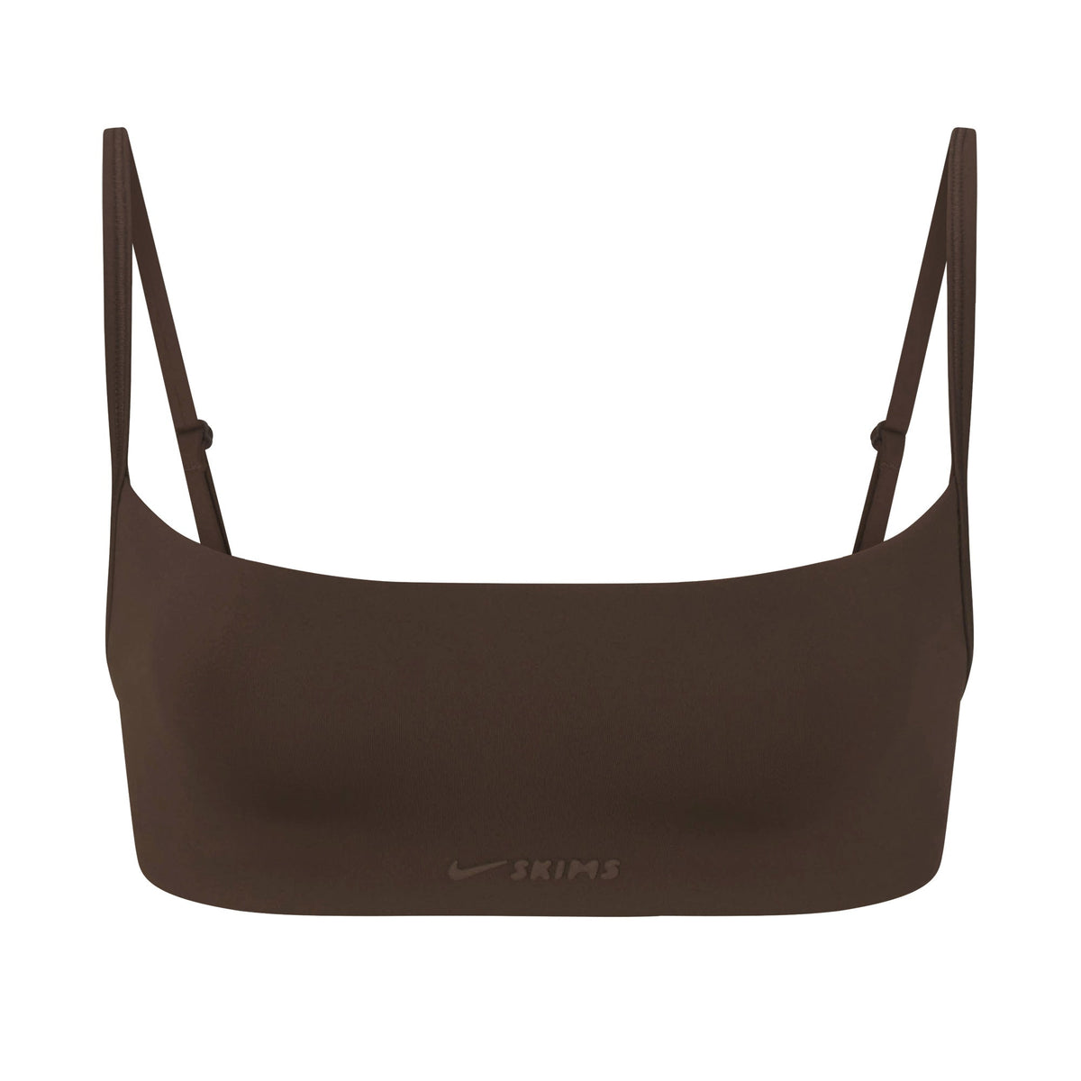 NikeSKIMS MATTE MICRO BRA | DARK SEPIA FLAT ON A WHITE BACKGROUND | FLT