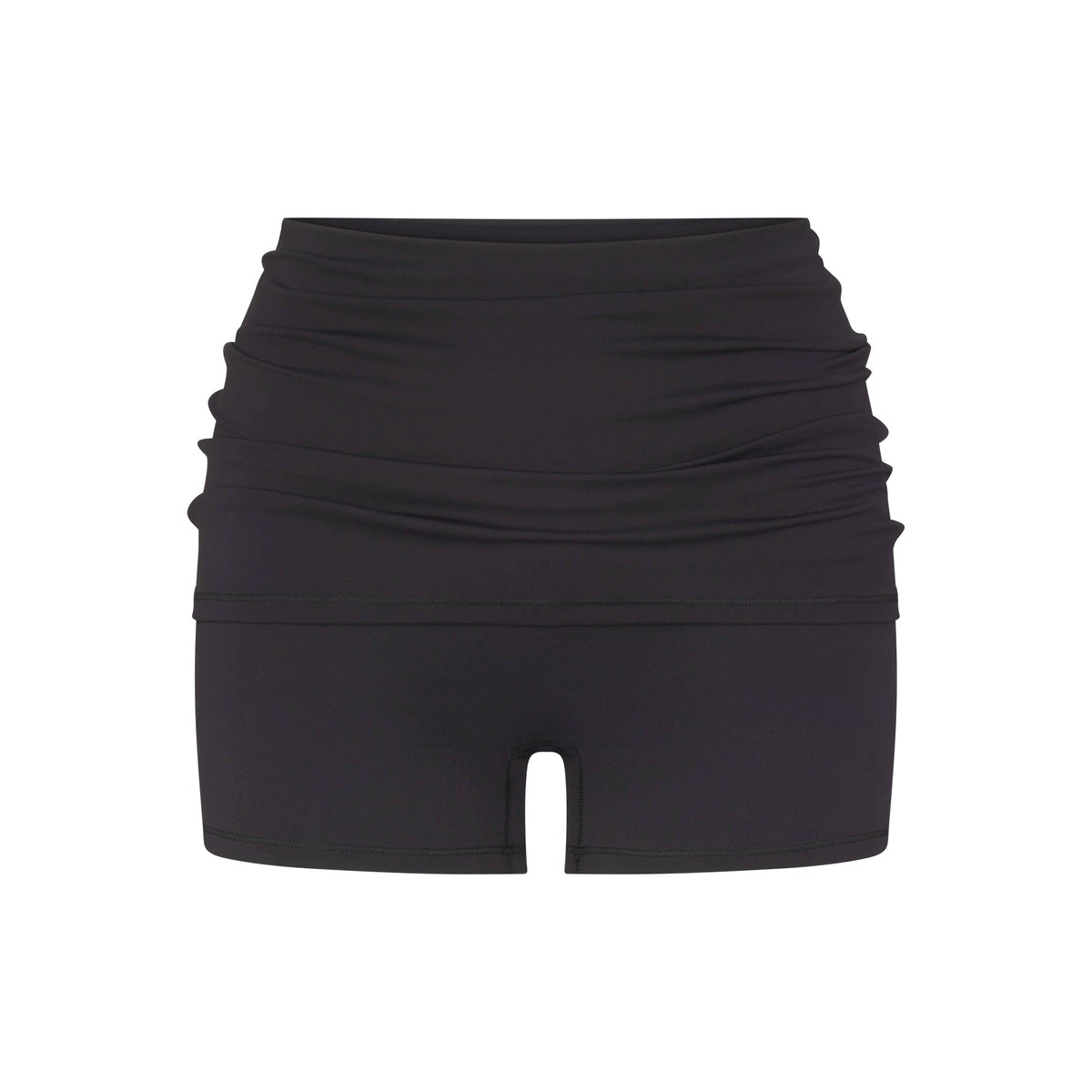 NikeSKIMS MATTE 3" FOLDOVER SHORT | OBSIDIAN FLAT ON A WHITE BACKGROUND | FLT