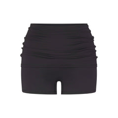 NikeSKIMS MATTE 3" FOLDOVER SHORT | OBSIDIAN FLAT ON A WHITE BACKGROUND | FLT