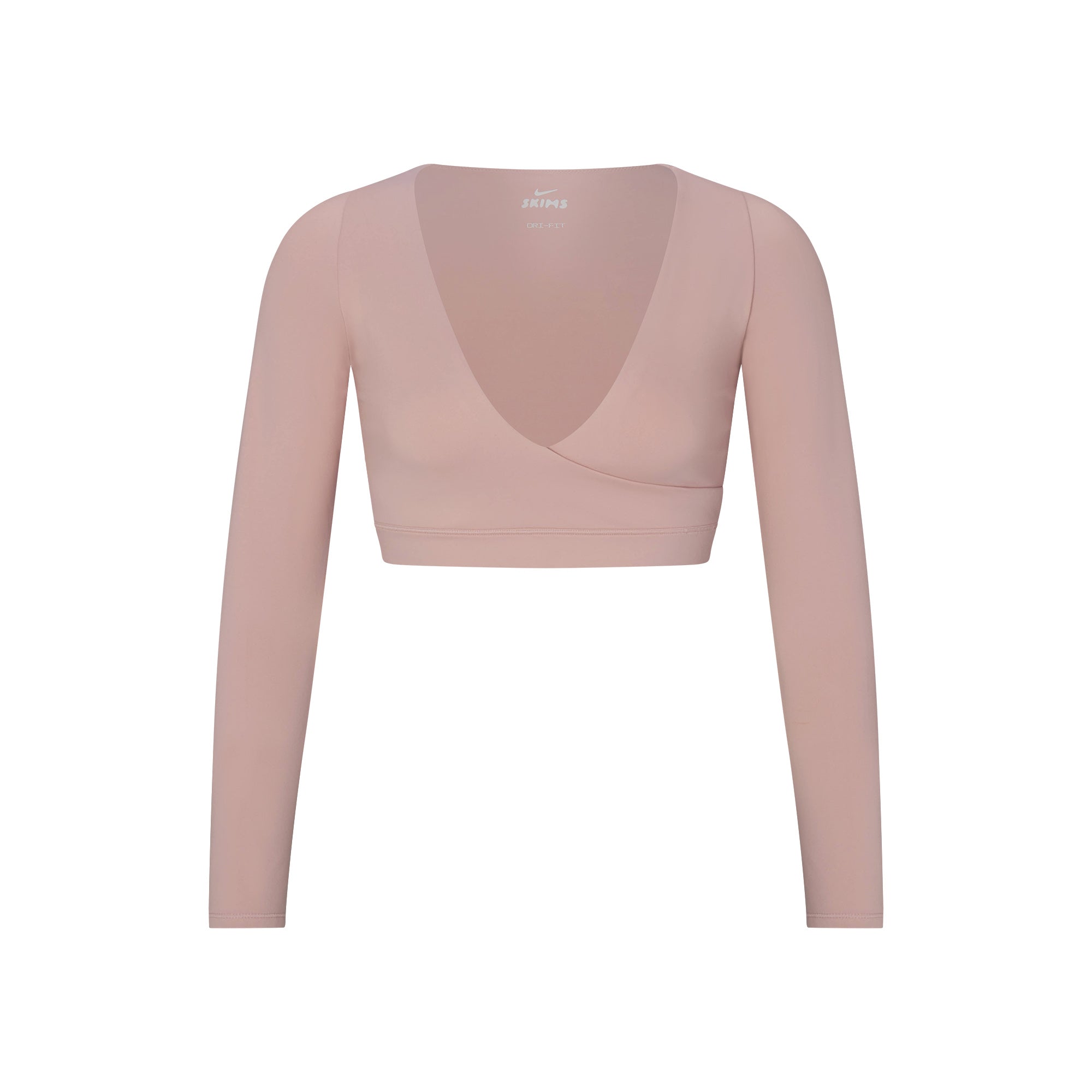 NikeSKIMS MATTE WRAP LONG SLEEVE CROPPED TOP | HIMALAYAN FLAT ON A WHITE BACKGROUND | FLT