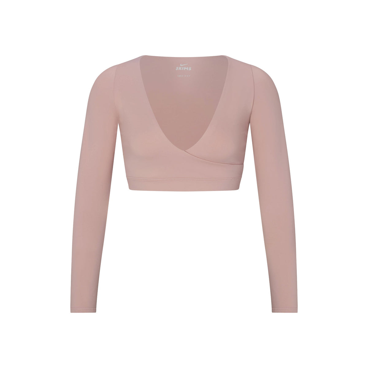 NikeSKIMS MATTE WRAP LONG SLEEVE CROPPED TOP | HIMALAYAN FLAT ON A WHITE BACKGROUND | FLT