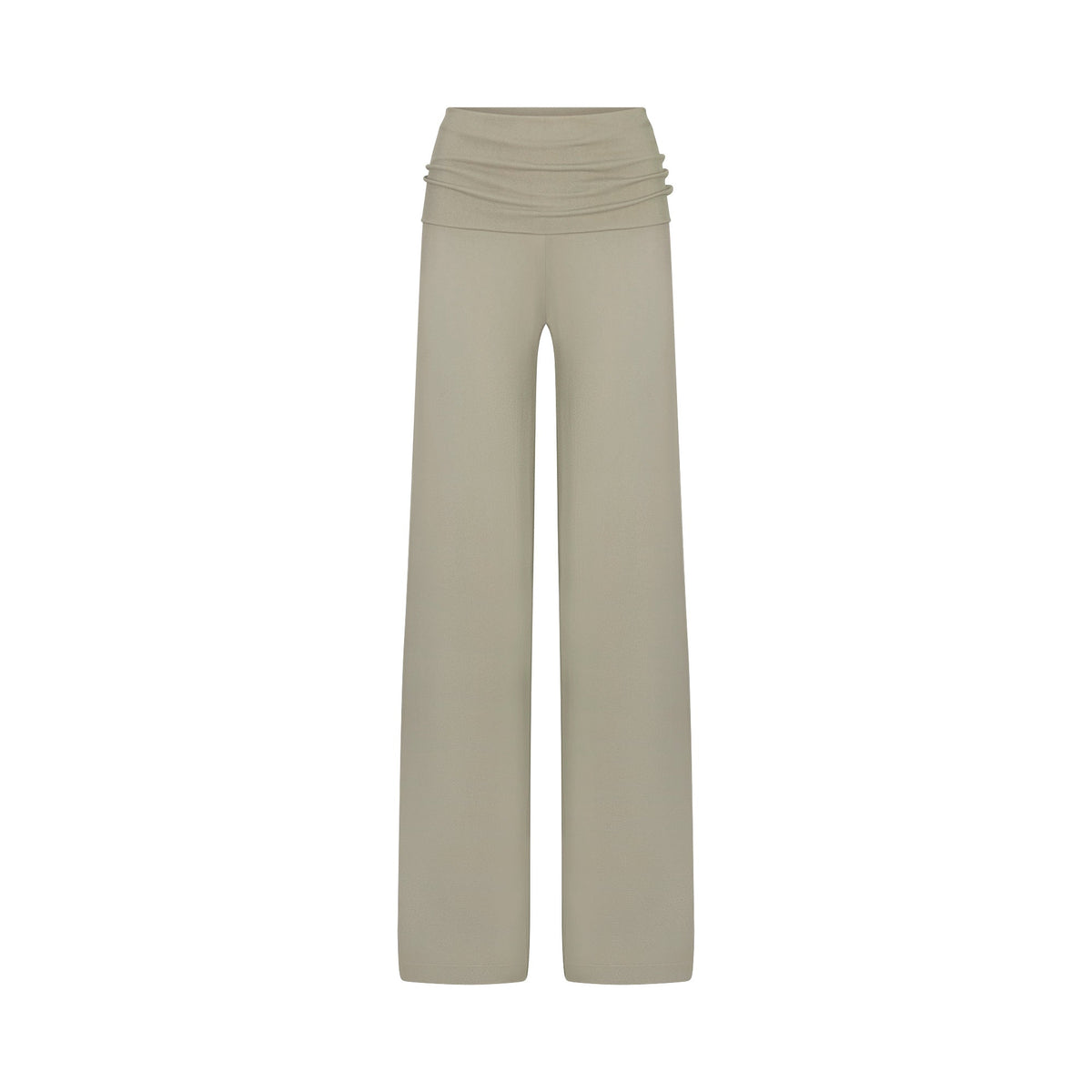 NikeSKIMS STRETCH KNIT FOLDOVER WIDE LEG PANT | DUNE FLAT ON A WHITE BACKGROUND | FLT