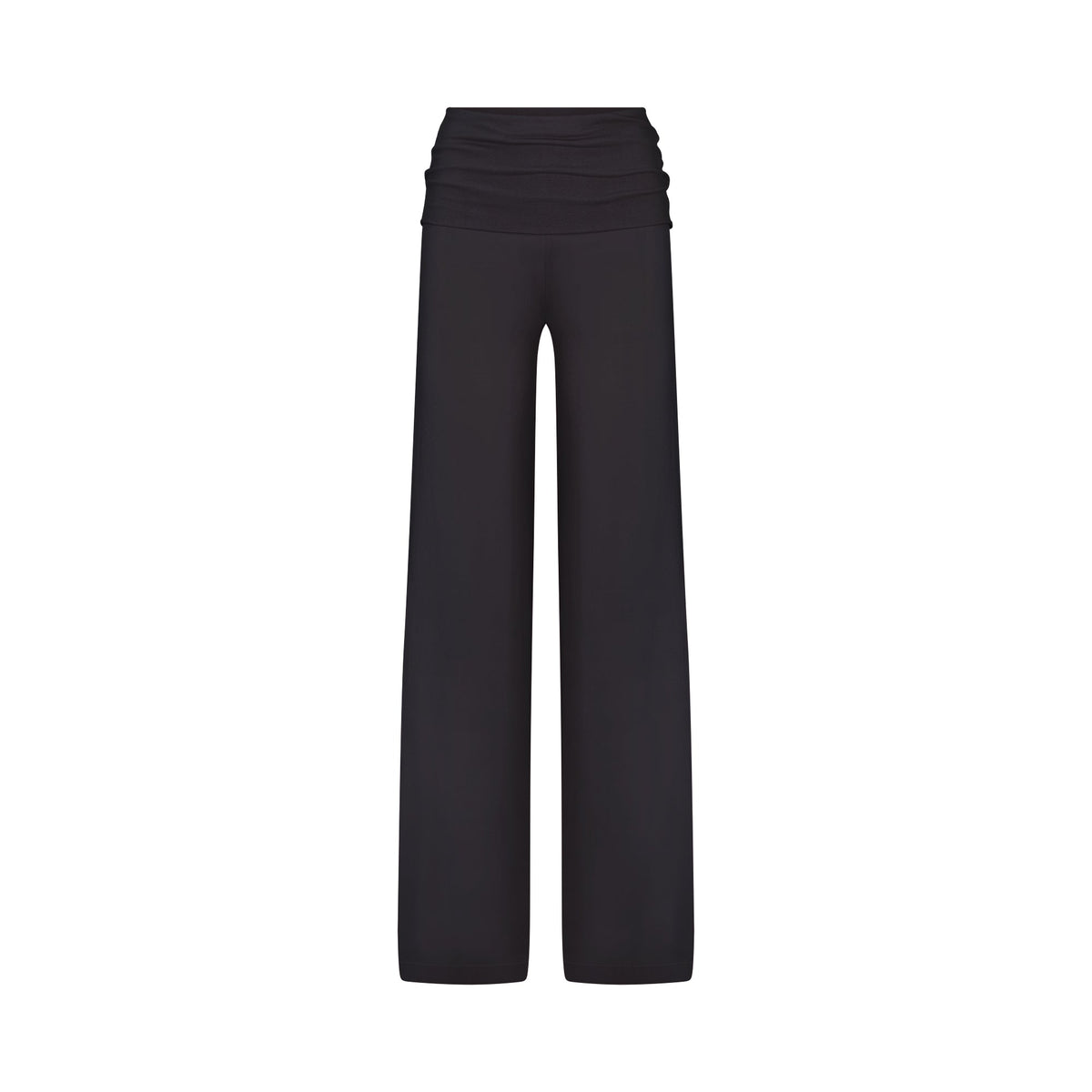 NikeSKIMS STRETCH KNIT FOLDOVER WIDE LEG PANT | OBSIDIAN FLAT ON A WHITE BACKGROUND | FLT