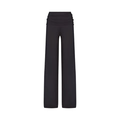 NikeSKIMS STRETCH KNIT FOLDOVER WIDE LEG PANT | OBSIDIAN FLAT ON A WHITE BACKGROUND | FLT