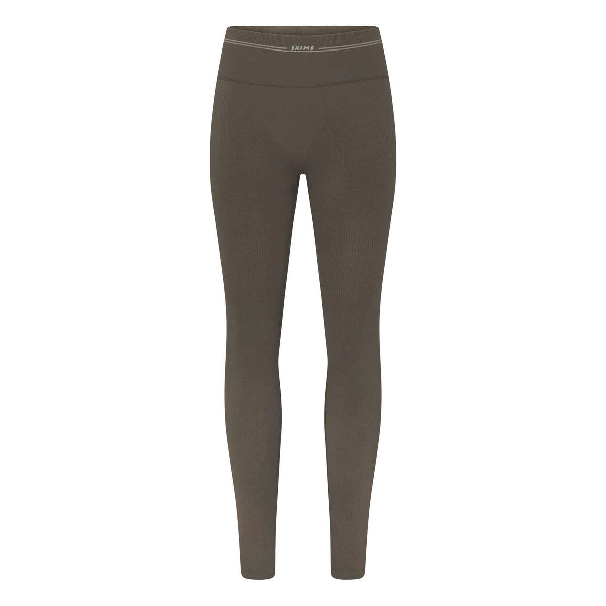 NikeSKIMS RIBBED SEAMLESS 26" LEGGING | DUSTY OAKMOSS/DUNE FLAT ON A WHITE BACKGROUND | FLT