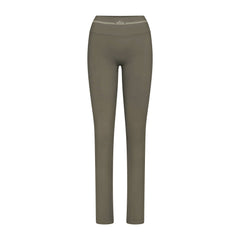 NikeSKIMS RIBBED SEAMLESS 34" STRAIGHT LEGGING | DUSTY OAKMOSS FLAT ON A WHITE BACKGROUND | FLT