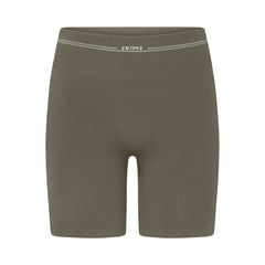 NikeSKIMS RIBBED SEAMLESS 5" BIKER SHORT | DUSTY OAKMOSS FLAT ON A WHITE BACKGROUND | FLT