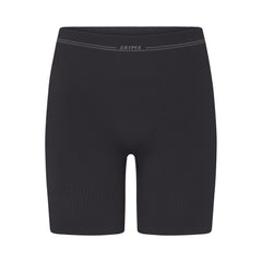 NikeSKIMS RIBBED SEAMLESS 5" BIKER SHORT | OBSIDIAN/ARMOR FLAT ON A WHITE BACKGROUND | FLT