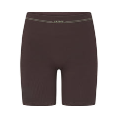 NikeSKIMS RIBBED SEAMLESS 5" BIKER SHORT | PHOENIX/TRUFFLE FLAT ON A WHITE BACKGROUND | FLT