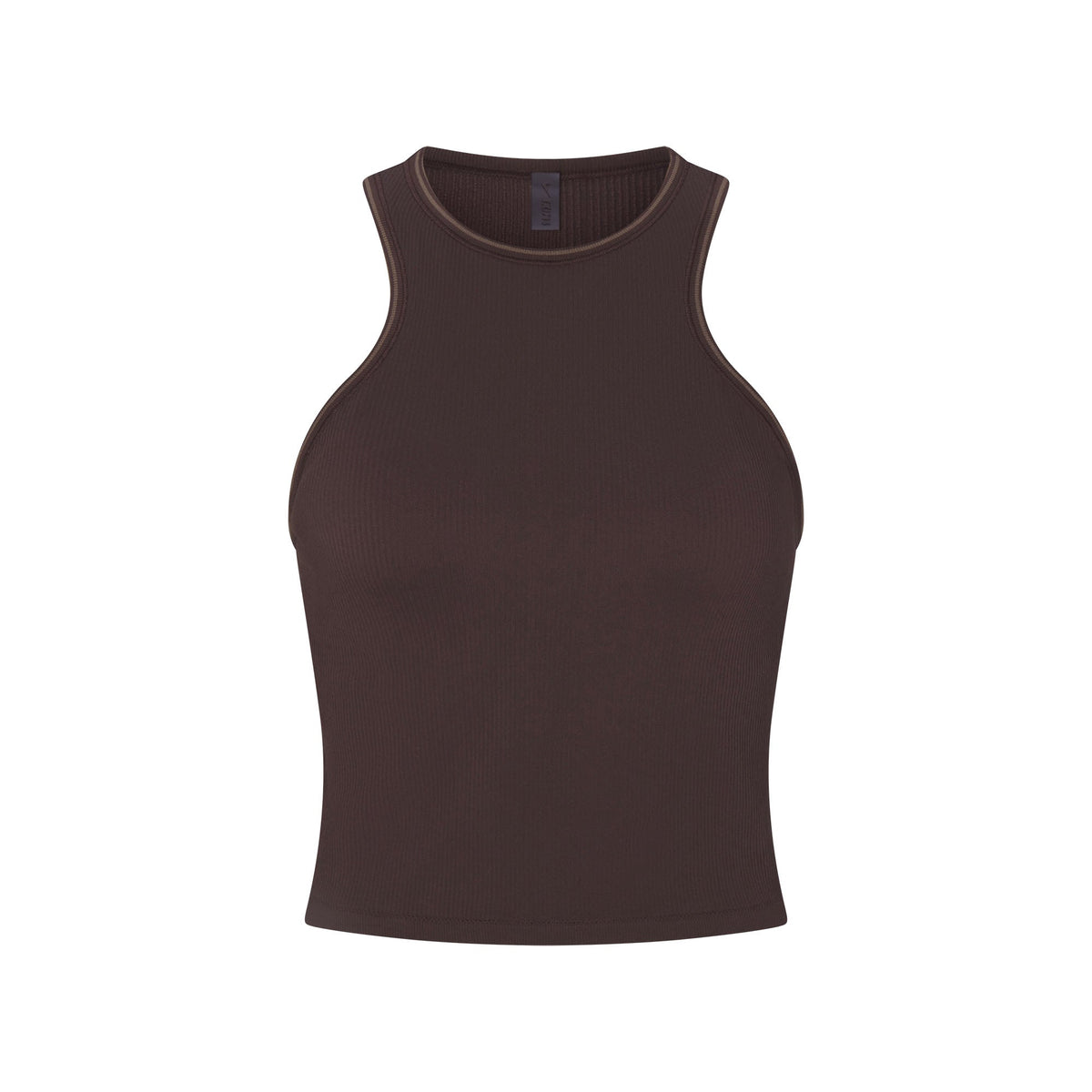 NikeSKIMS RIBBED SEAMLESS RACER FRONT TANK | PHOENIX/TRUFFLE FLAT ON A WHITE BACKGROUND | FLT