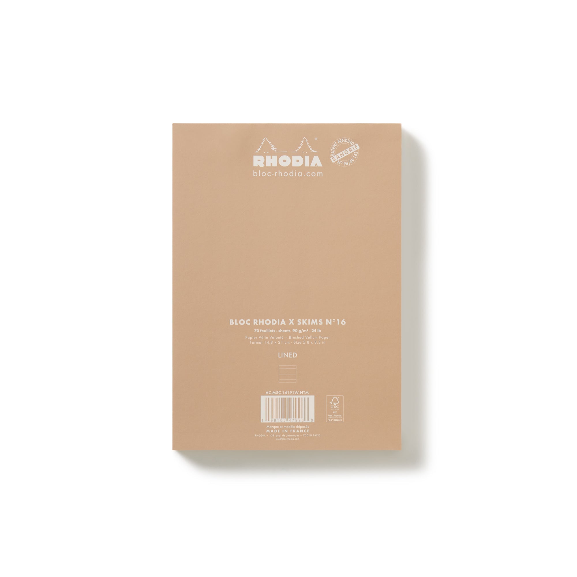 RHODIA X SKIMS NOTEPAD SET | NEUTRAL MULTI & LAYS FLAT ON A WHITE BACKGROUND | FLT
